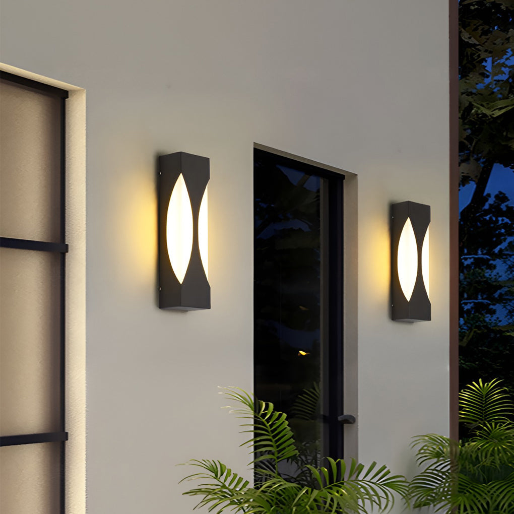 Modern Rectangular Waterproof LED Outdoor Wall Sconce in Black Stainless Steel Finish for Garden and Patio