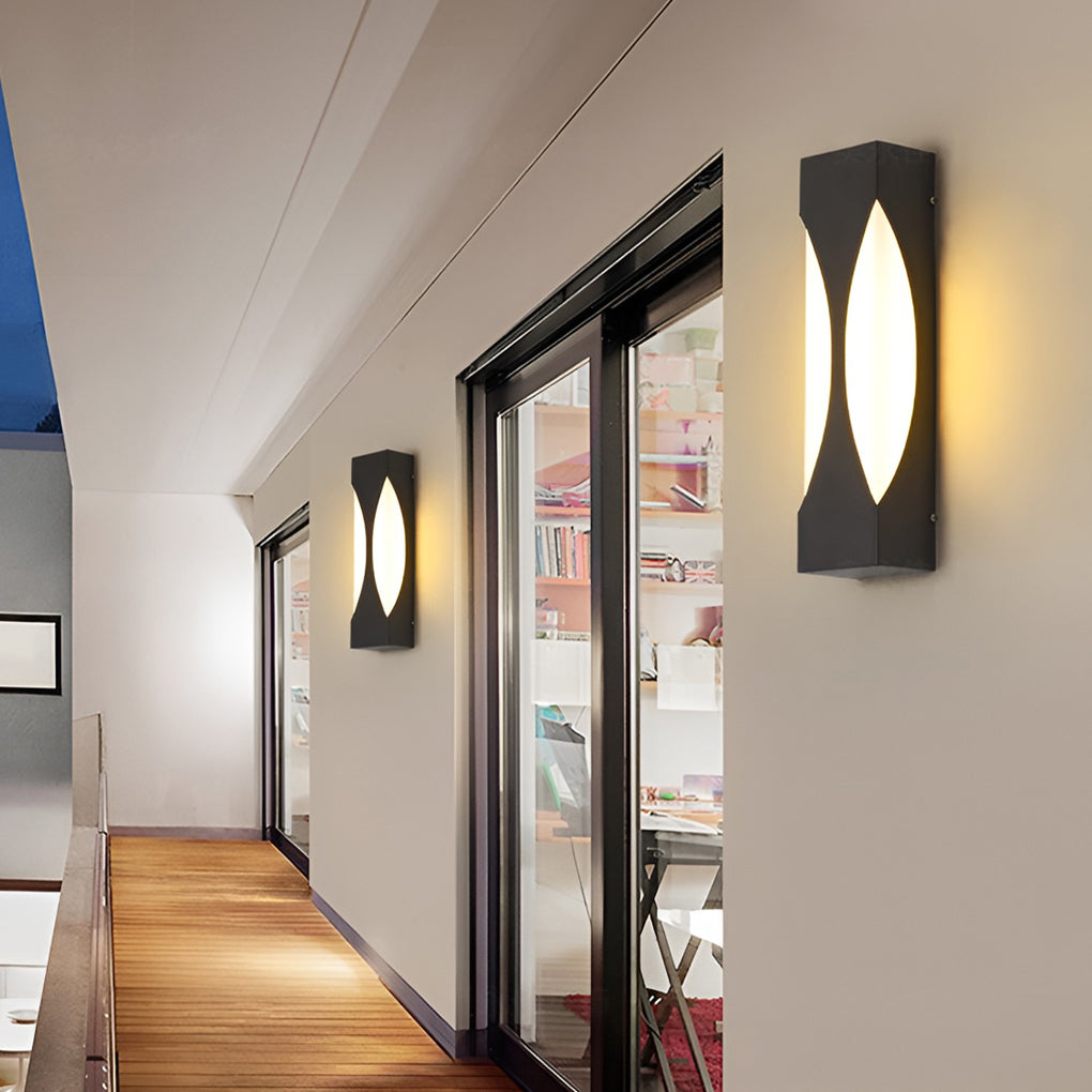 Modern Rectangular Waterproof LED Outdoor Wall Sconce in Black Stainless Steel Finish for Garden and Patio