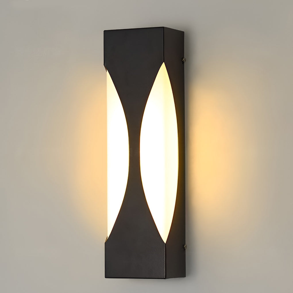 Modern Rectangular Waterproof LED Outdoor Wall Sconce in Black Stainless Steel Finish for Garden and Patio