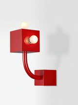Modern Red Geometric Cube Wall Sconce Industrial Metal Indoor Light Fixture