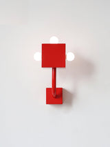 Modern Red Geometric Cube Wall Sconce Industrial Metal Indoor Light Fixture