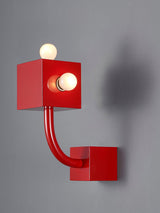 Modern Red Geometric Cube Wall Sconce Industrial Metal Indoor Light Fixture