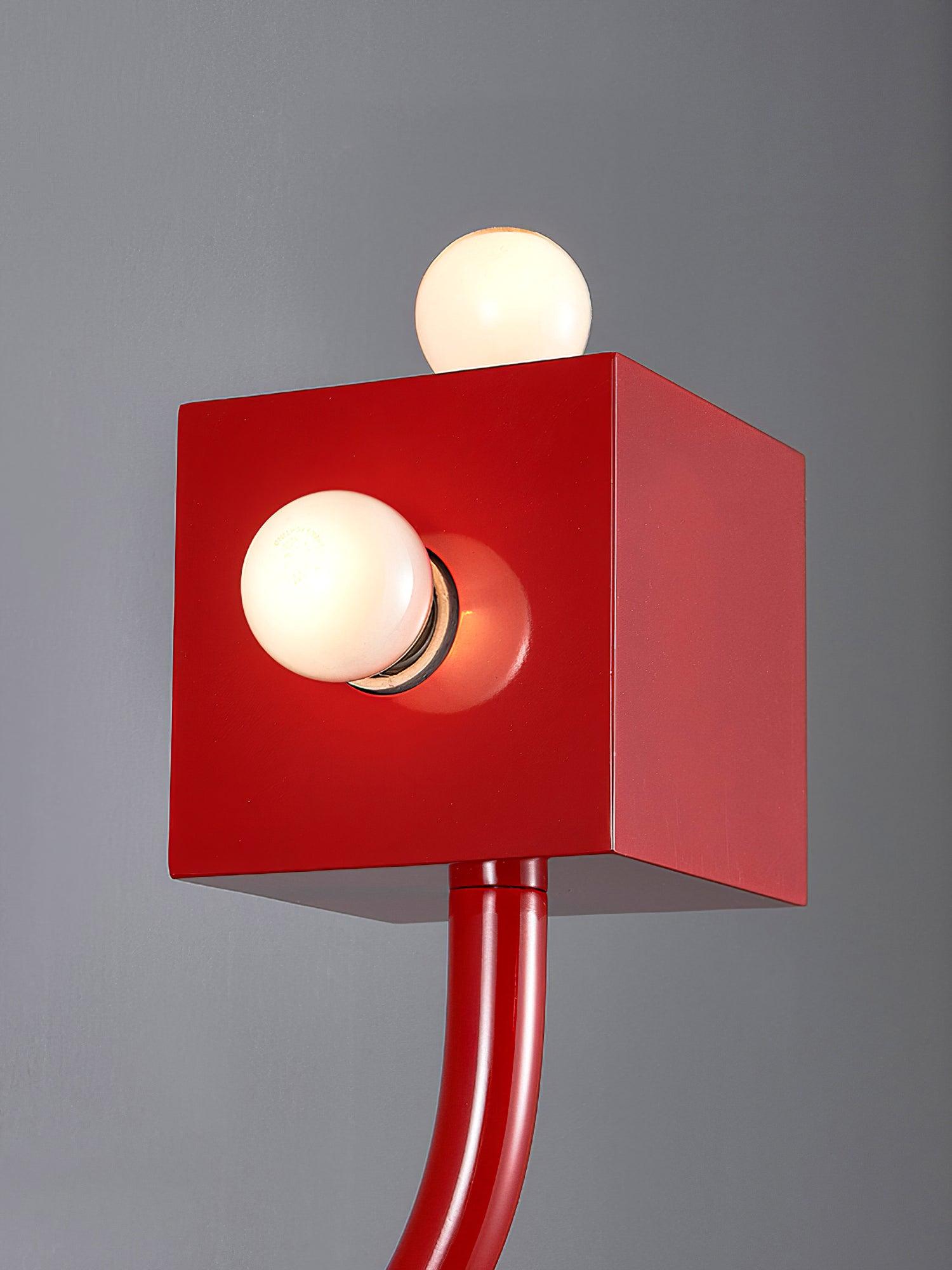 Modern Red Geometric Cube Wall Sconce Industrial Metal Indoor Light Fixture