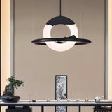 Modern Reincarnation Wood Ring LED Pendant Light Circular Minimalist Chandelier