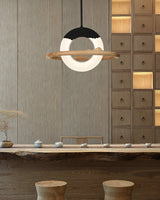 Modern Reincarnation Wood Ring LED Pendant Light Circular Minimalist Chandelier