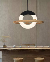 Modern Reincarnation Wood Ring LED Pendant Light Circular Minimalist Chandelier