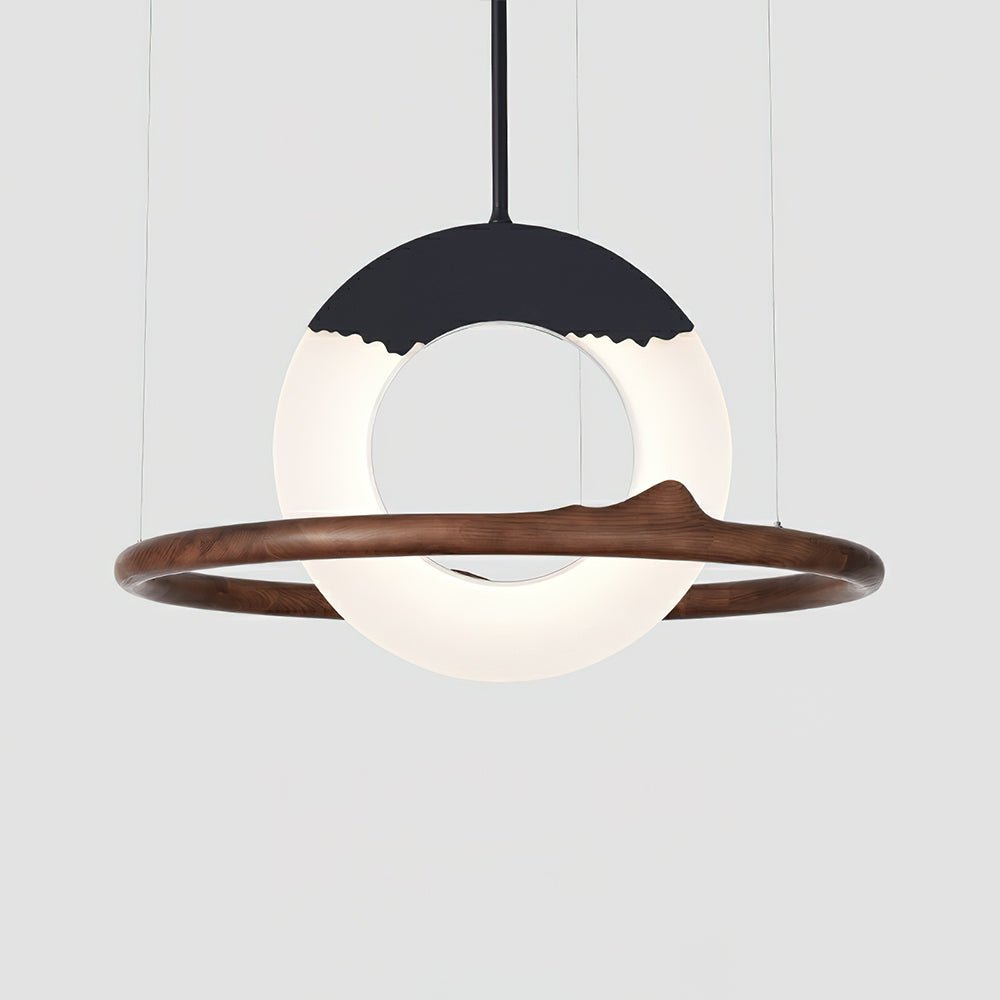 Modern Reincarnation Wood Ring LED Pendant Light Circular Minimalist Chandelier