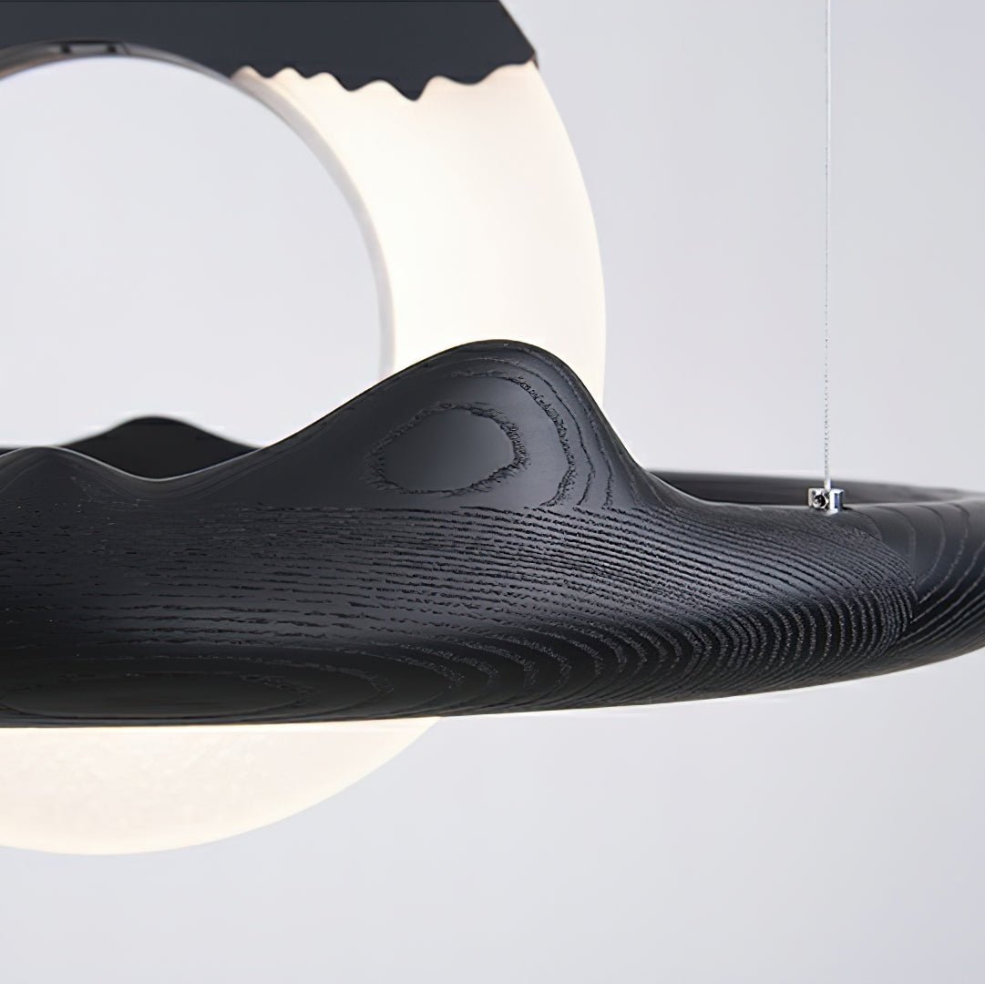 Modern Reincarnation Wood Ring LED Pendant Light Circular Minimalist Chandelier
