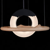 Modern Reincarnation Wood Ring LED Pendant Light Circular Minimalist Chandelier