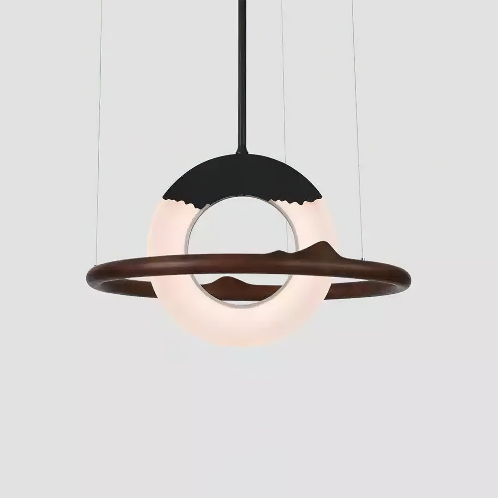Modern Reincarnation Wood Ring LED Pendant Light Circular Minimalist Chandelier
