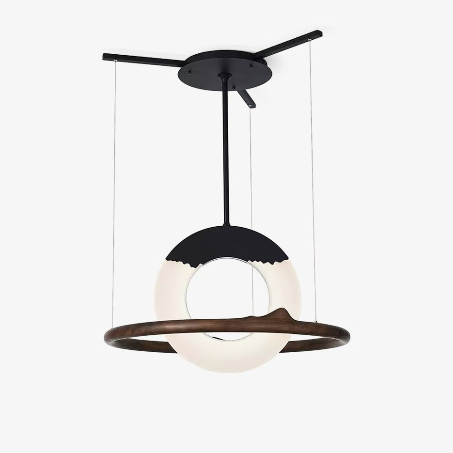 Modern Reincarnation Wood Ring LED Pendant Light Circular Minimalist Chandelier