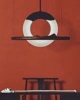 Modern Reincarnation Wood Ring LED Pendant Light Circular Minimalist Chandelier