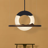 Modern Reincarnation Wood Ring LED Pendant Light Circular Minimalist Chandelier