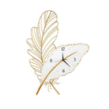 Modern Resin Feather LED Wall Clock Silent Artistic Sconce for Living Room Bedroom Decor