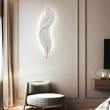 Modern Resin Feather LED Wall Sconce Luxury White Light for Bedroom and Living Room