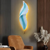 Modern Resin Feather LED Wall Sconce Luxury White Light for Bedroom and Living Room