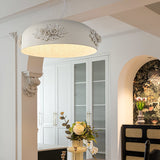 Modern Resin Pendant Light with Crystal Accents White and Beige LED Ceiling Fixture for Elegant Interiors