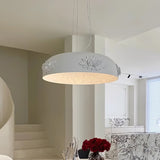 Modern Resin Pendant Light with Crystal Accents White and Beige LED Ceiling Fixture for Elegant Interiors