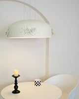 Modern Resin Pendant Light with Crystal Accents White and Beige LED Ceiling Fixture for Elegant Interiors