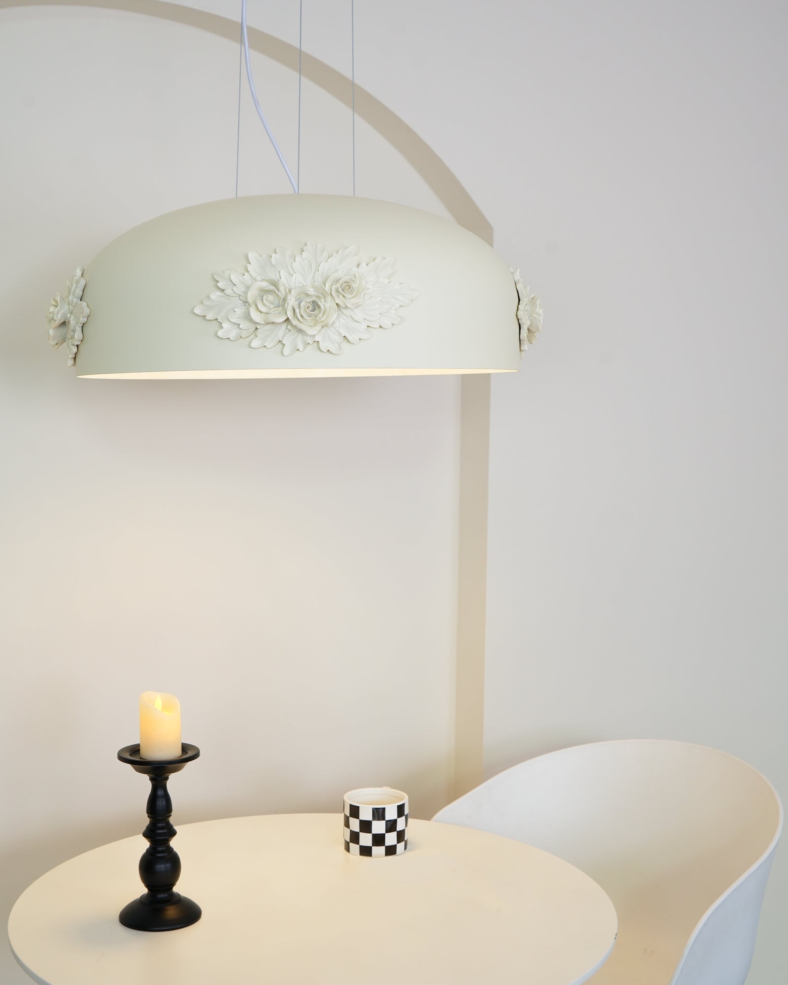 Modern Resin Pendant Light with Crystal Accents White and Beige LED Ceiling Fixture for Elegant Interiors