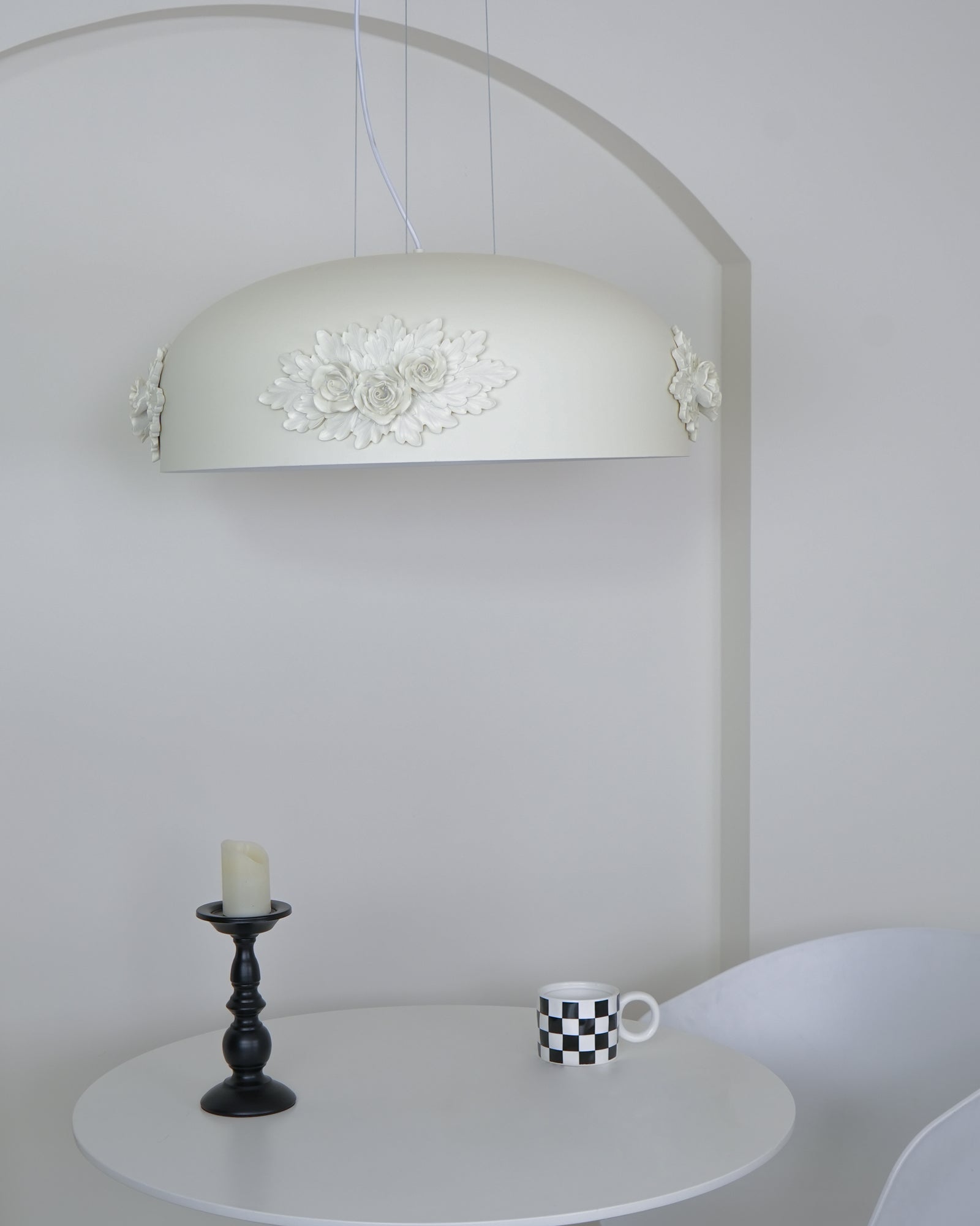 Modern Resin Pendant Light with Crystal Accents White and Beige LED Ceiling Fixture for Elegant Interiors