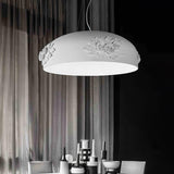 Modern Resin Pendant Light with Crystal Accents White and Beige LED Ceiling Fixture for Elegant Interiors