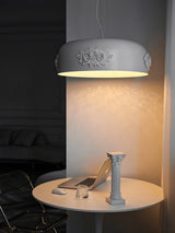 Modern Resin Pendant Light with Crystal Accents White and Beige LED Ceiling Fixture for Elegant Interiors