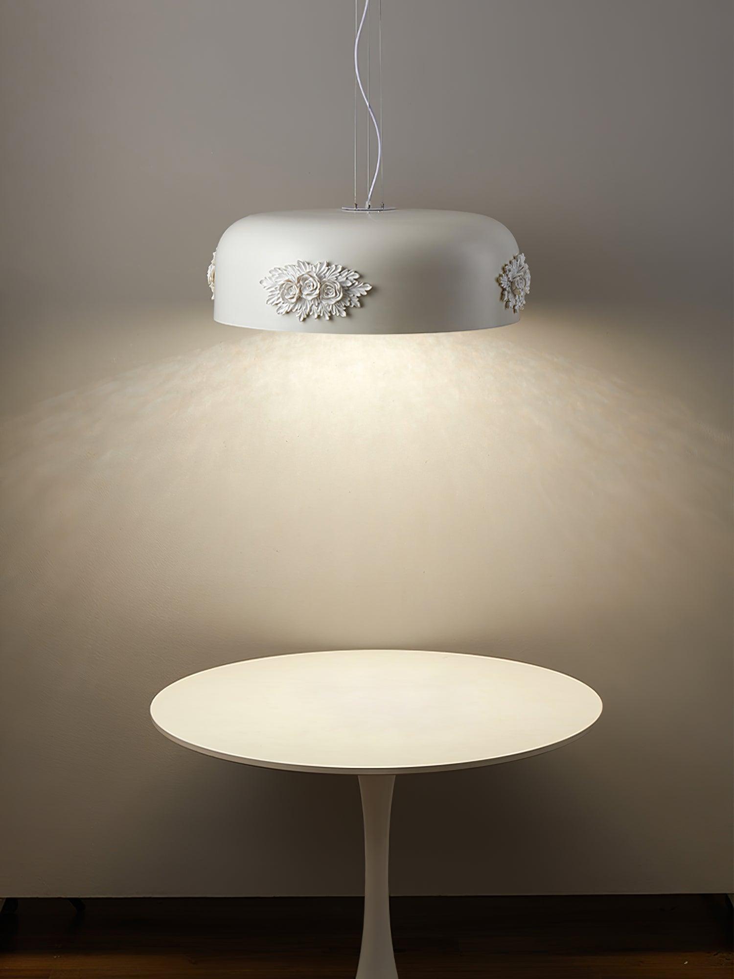Modern Resin Pendant Light with Crystal Accents White and Beige LED Ceiling Fixture for Elegant Interiors