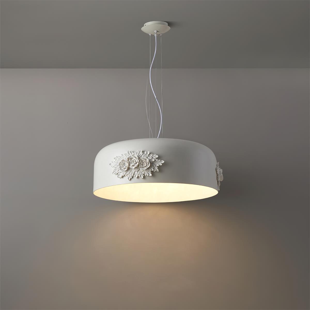 Modern Resin Pendant Light with Crystal Accents White and Beige LED Ceiling Fixture for Elegant Interiors