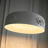 Modern Resin Pendant Light with Crystal Accents White and Beige LED Ceiling Fixture for Elegant Interiors
