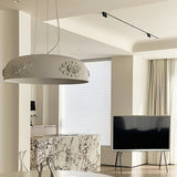 Modern Resin Pendant Light with Crystal Accents White and Beige LED Ceiling Fixture for Elegant Interiors