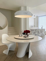 Modern Resin Pendant Light with Crystal Accents White and Beige LED Ceiling Fixture for Elegant Interiors