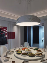 Modern Resin Pendant Light with Crystal Accents White and Beige LED Ceiling Fixture for Elegant Interiors