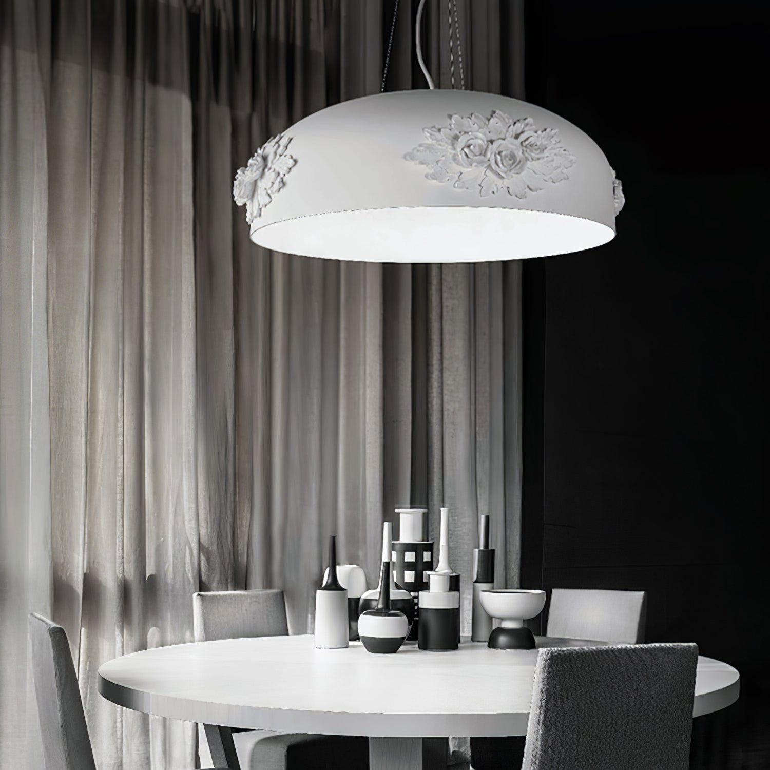 Modern Resin Pendant Light with Crystal Accents White and Beige LED Ceiling Fixture for Elegant Interiors