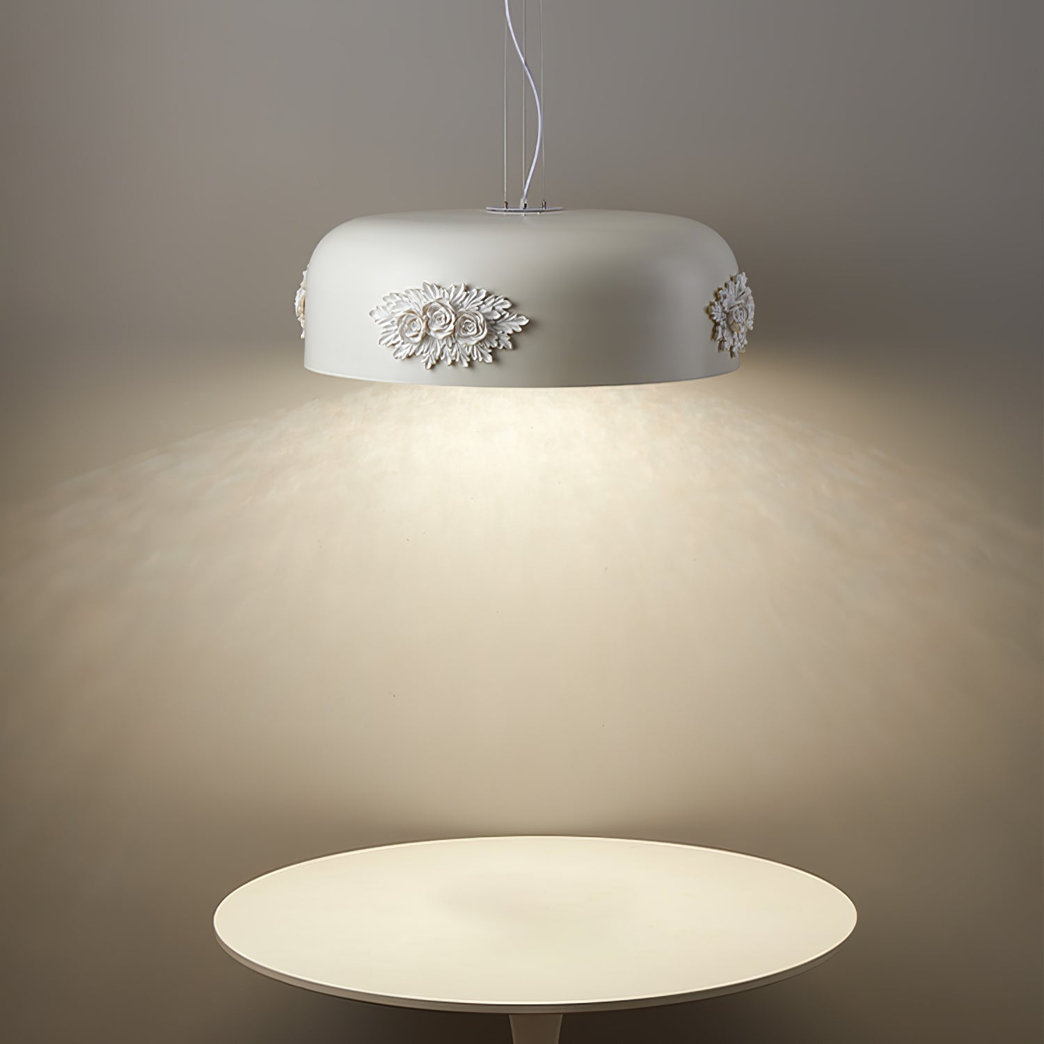 Modern Resin Pendant Light with Crystal Accents White and Beige LED Ceiling Fixture for Elegant Interiors