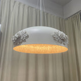 Modern Resin Pendant Light with Crystal Accents White and Beige LED Ceiling Fixture for Elegant Interiors