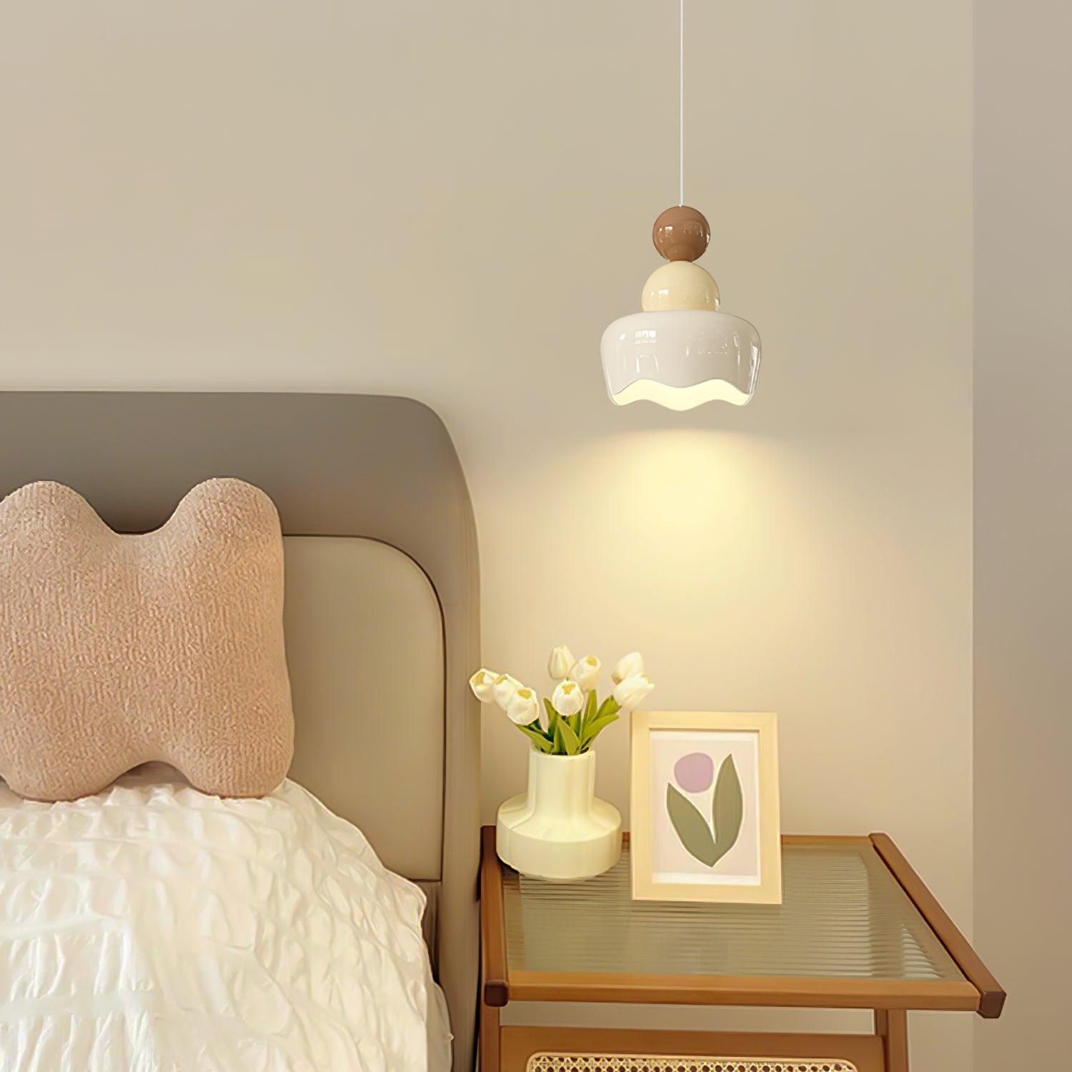 Modern Resin Rain Doll Figurine Hanging Lamp Cream Style Integrated LED Pendant Light