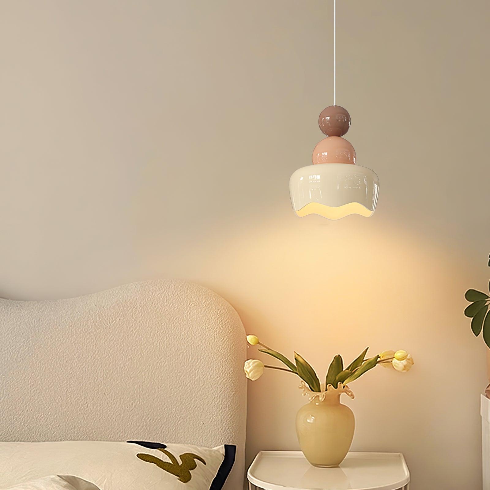 Modern Resin Rain Doll Figurine Hanging Lamp Cream Style Integrated LED Pendant Light
