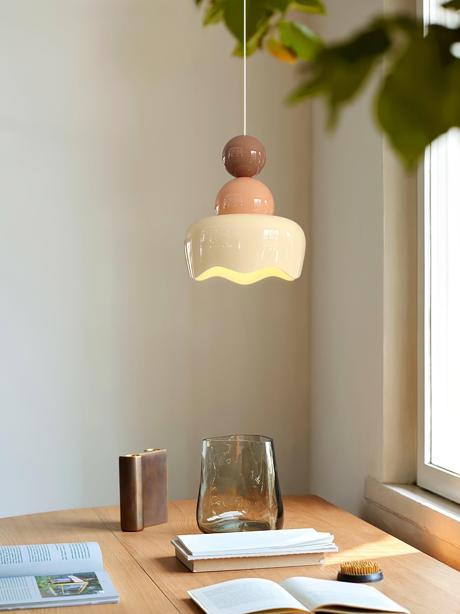 Modern Resin Rain Doll Figurine Hanging Lamp Cream Style Integrated LED Pendant Light