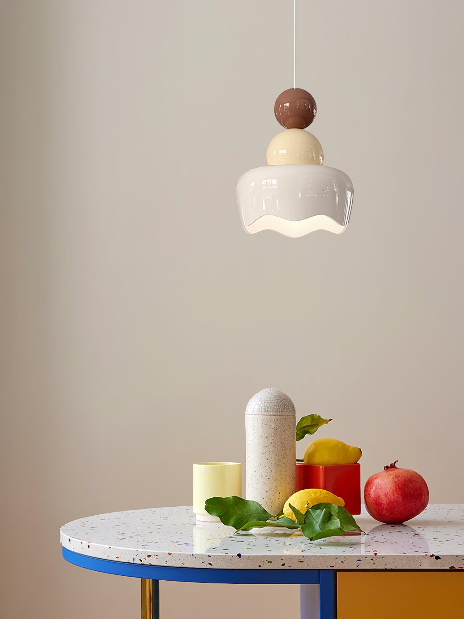 Modern Resin Rain Doll Figurine Hanging Lamp Cream Style Integrated LED Pendant Light