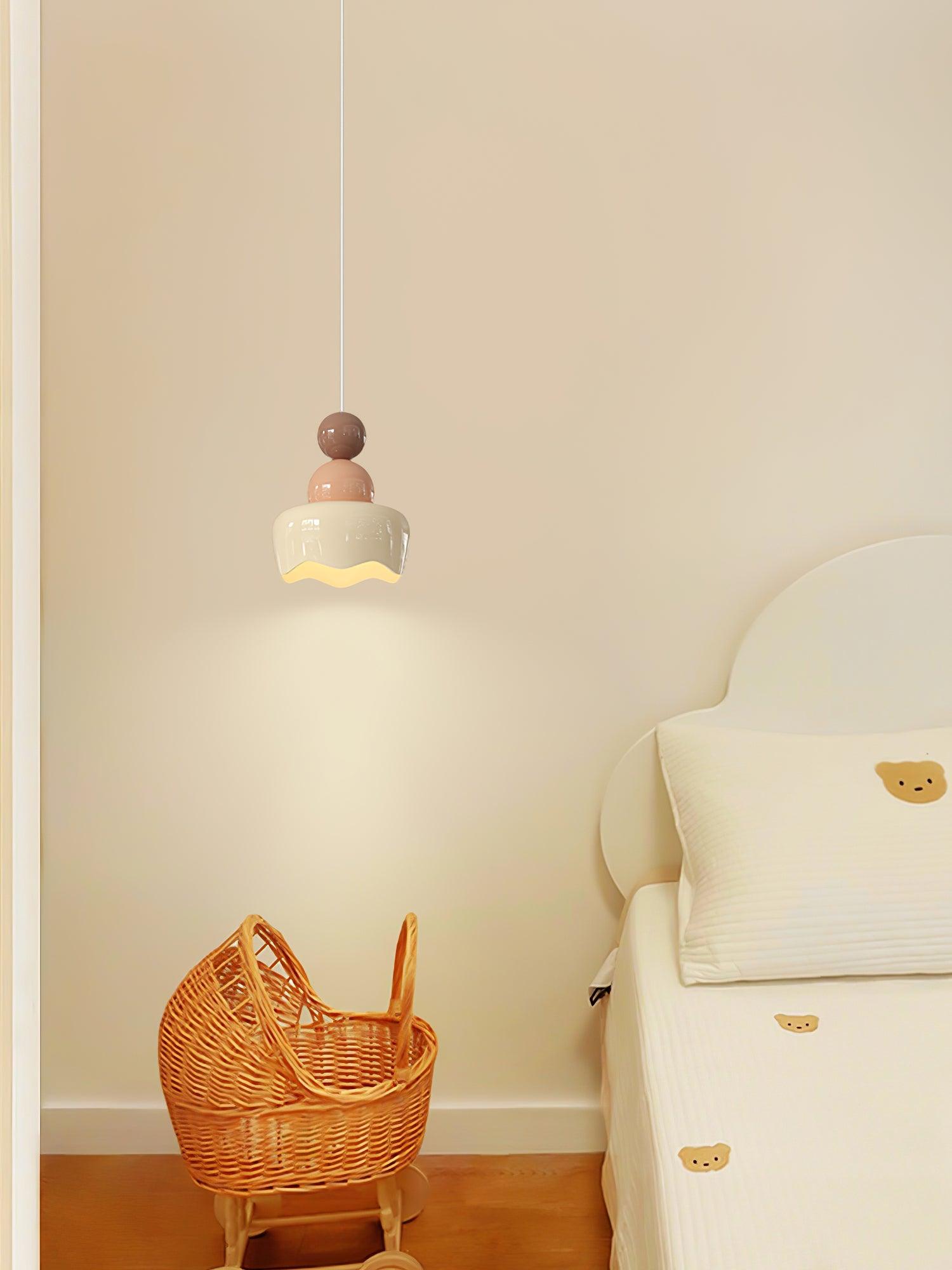 Modern Resin Rain Doll Figurine Hanging Lamp Cream Style Integrated LED Pendant Light