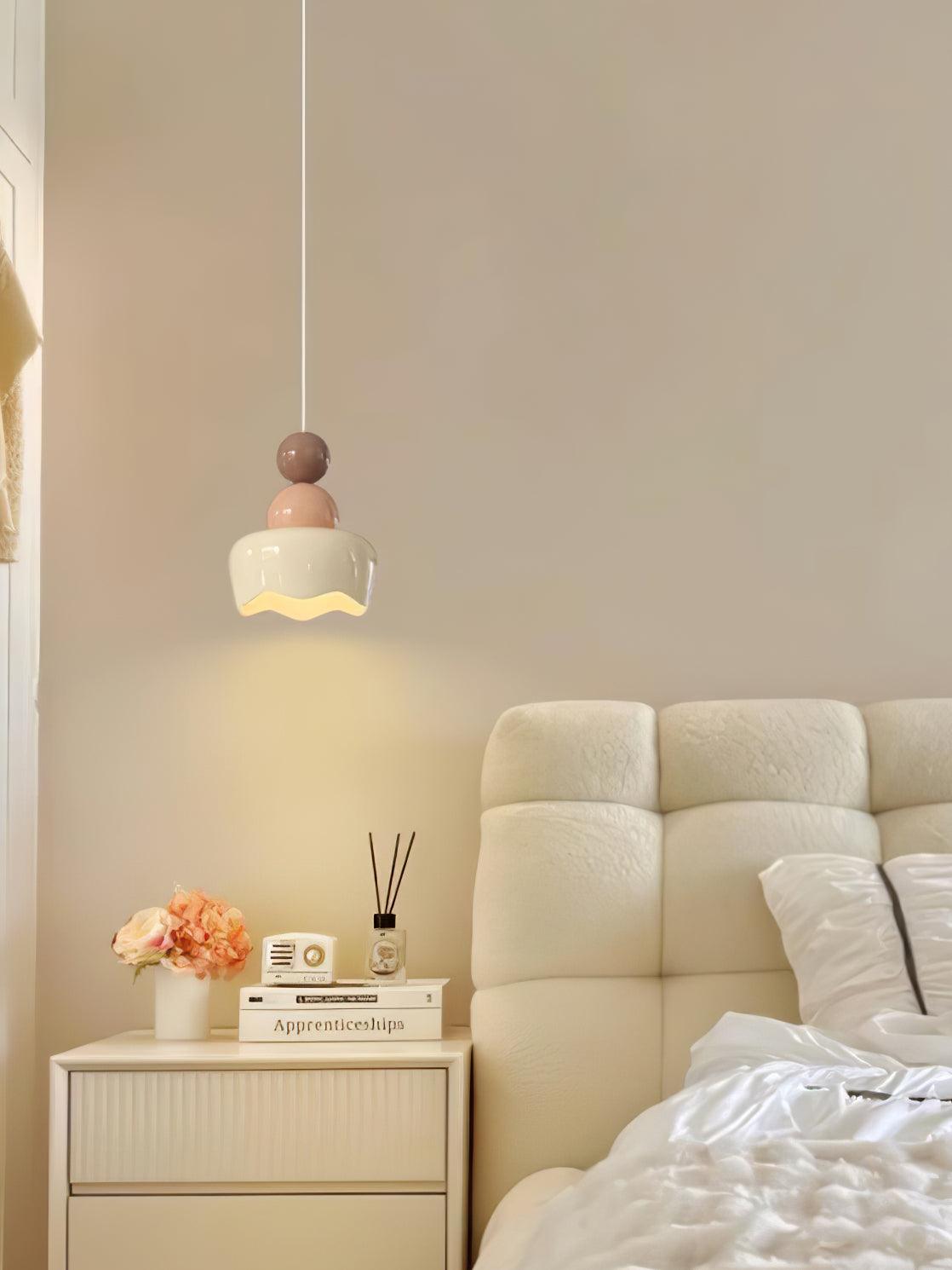 Modern Resin Rain Doll Figurine Hanging Lamp Cream Style Integrated LED Pendant Light