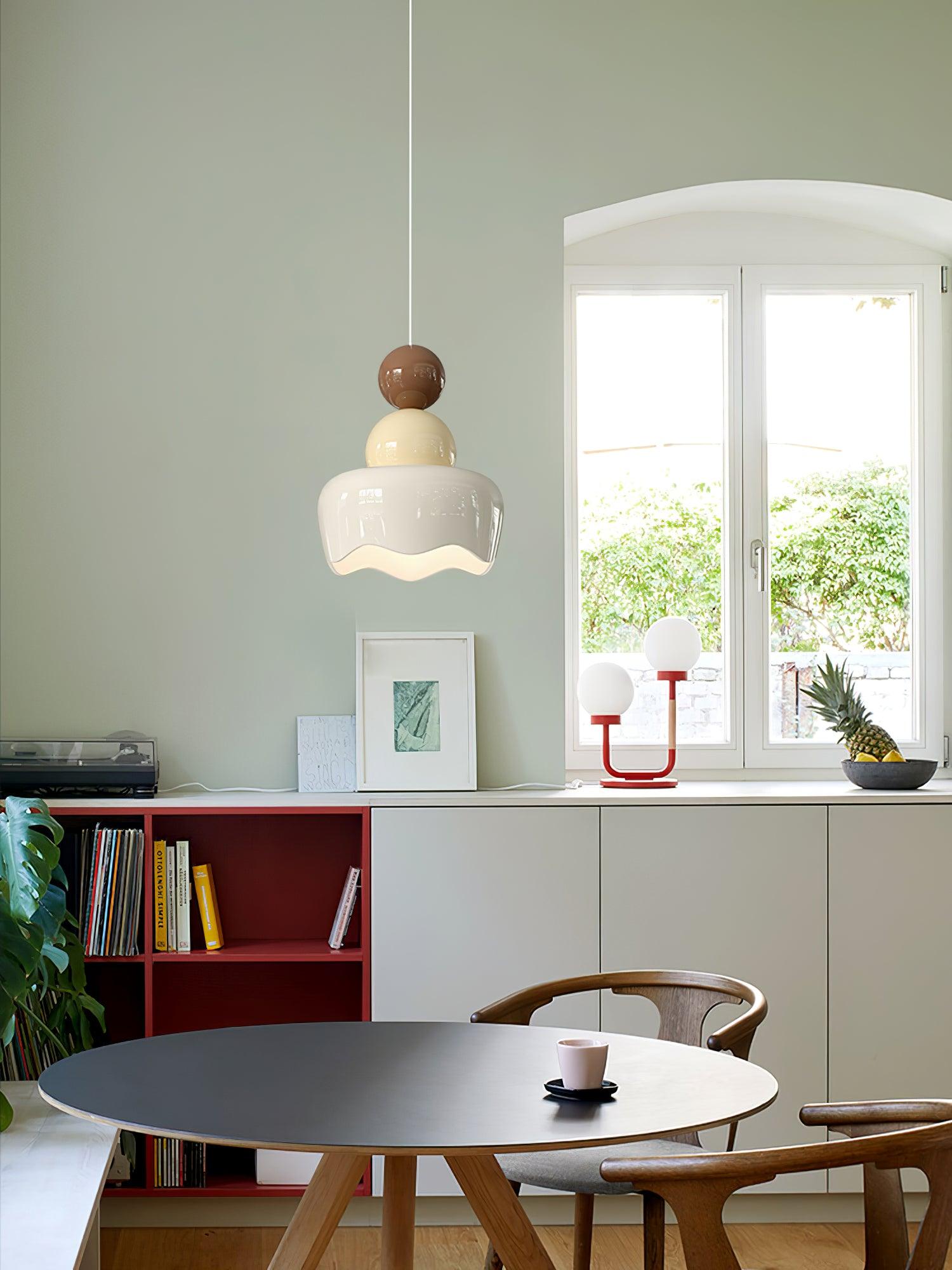 Modern Resin Rain Doll Figurine Hanging Lamp Cream Style Integrated LED Pendant Light