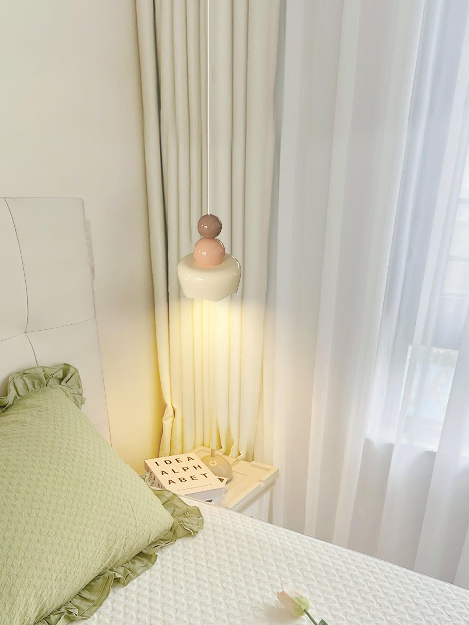 Modern Resin Rain Doll Figurine Hanging Lamp Cream Style Integrated LED Pendant Light