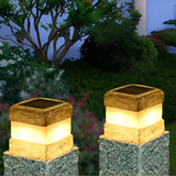 Modern Resin Stone Solar Garden Lights Waterproof Outdoor LED Pathway Landscape Lamp Warm White
