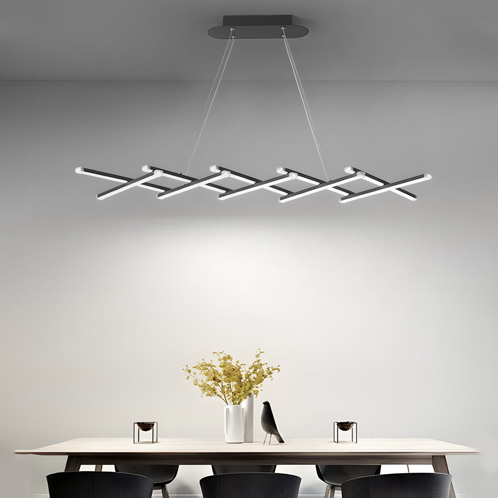 Modern Retractable Strip LED Pendant Light Dimmable Chandelier with Remote Control and Adjustable Body