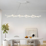 Modern Retractable Strip LED Pendant Light Dimmable Chandelier with Remote Control and Adjustable Body