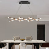 Modern Retractable Strip LED Pendant Light Dimmable Chandelier with Remote Control and Adjustable Body