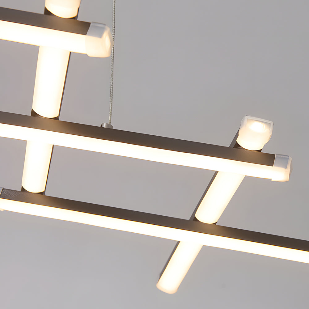 Modern Retractable Strip LED Pendant Light Dimmable Chandelier with Remote Control and Adjustable Body