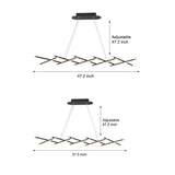 Modern Retractable Strip LED Pendant Light Dimmable Chandelier with Remote Control and Adjustable Body